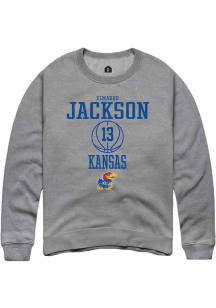 Elmarko Jackson  Rally Kansas Jayhawks Mens Grey NIL Sport Icon Long Sleeve Crew Sweatshirt