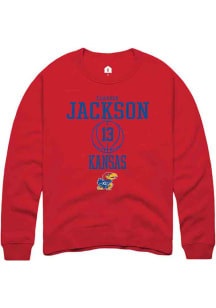 Elmarko Jackson  Rally Kansas Jayhawks Mens Red NIL Sport Icon Long Sleeve Crew Sweatshirt