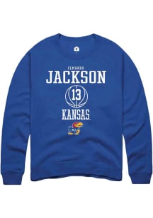 Elmarko Jackson  Rally Kansas Jayhawks Mens Blue NIL Sport Icon Long Sleeve Crew Sweatshirt