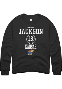 Elmarko Jackson  Rally Kansas Jayhawks Mens Black NIL Sport Icon Long Sleeve Crew Sweatshirt