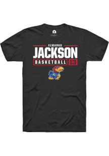 Elmarko Jackson  Kansas Jayhawks Black Rally NIL Stacked Box Short Sleeve T Shirt