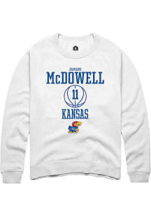 Jamari McDowell  Rally Kansas Jayhawks Mens White NIL Sport Icon Long Sleeve Crew Sweatshirt