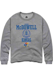 Jamari McDowell  Rally Kansas Jayhawks Mens Grey NIL Sport Icon Long Sleeve Crew Sweatshirt