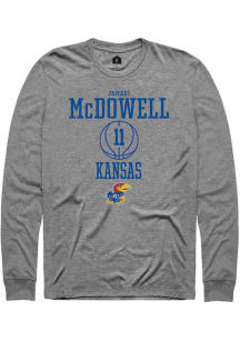 Jamari McDowell  Kansas Jayhawks Grey Rally NIL Sport Icon Long Sleeve T Shirt