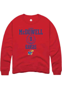 Jamari McDowell  Rally Kansas Jayhawks Mens Red NIL Sport Icon Long Sleeve Crew Sweatshirt