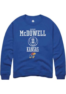 Jamari McDowell  Rally Kansas Jayhawks Mens Blue NIL Sport Icon Long Sleeve Crew Sweatshirt
