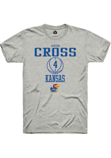 Justin Cross  Kansas Jayhawks Ash Rally NIL Sport Icon Short Sleeve T Shirt