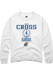 Justin Cross  Rally Kansas Jayhawks Mens White NIL Sport Icon Long Sleeve Crew Sweatshirt