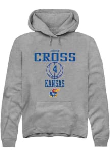 Justin Cross  Rally Kansas Jayhawks Mens Grey NIL Sport Icon Long Sleeve Hoodie