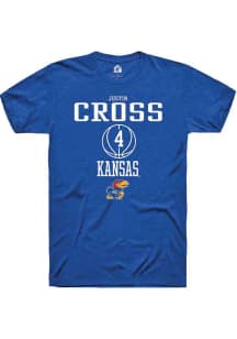 Justin Cross  Kansas Jayhawks Blue Rally NIL Sport Icon Short Sleeve T Shirt