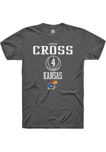 Justin Cross  Kansas Jayhawks Dark Grey Rally NIL Sport Icon Short Sleeve T Shirt