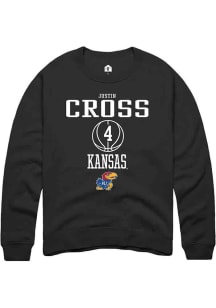 Justin Cross  Rally Kansas Jayhawks Mens Black NIL Sport Icon Long Sleeve Crew Sweatshirt