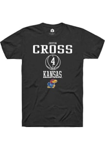 Justin Cross  Kansas Jayhawks Black Rally NIL Sport Icon Short Sleeve T Shirt
