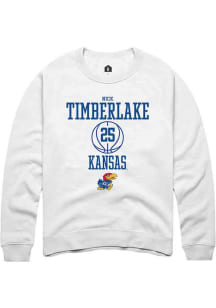 Nick Timberlake  Rally Kansas Jayhawks Mens White NIL Sport Icon Long Sleeve Crew Sweatshirt