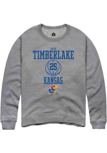Nick Timberlake  Rally Kansas Jayhawks Mens Grey NIL Sport Icon Long Sleeve Crew Sweatshirt