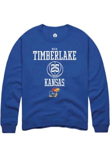 Nick Timberlake  Rally Kansas Jayhawks Mens Blue NIL Sport Icon Long Sleeve Crew Sweatshirt