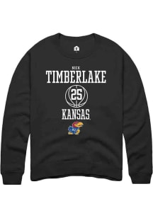 Nick Timberlake  Rally Kansas Jayhawks Mens Black NIL Sport Icon Long Sleeve Crew Sweatshirt