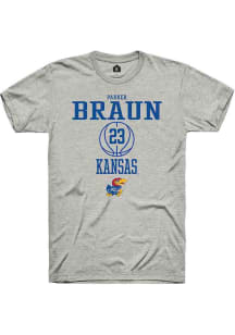 Parker Braun  Kansas Jayhawks Ash Rally NIL Sport Icon Short Sleeve T Shirt