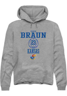 Parker Braun  Rally Kansas Jayhawks Mens Grey NIL Sport Icon Long Sleeve Hoodie