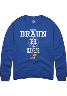 Parker Braun  Rally Kansas Jayhawks Mens Blue NIL Sport Icon Long Sleeve Crew Sweatshirt