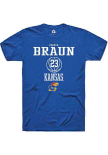 Parker Braun  Kansas Jayhawks Blue Rally NIL Sport Icon Short Sleeve T Shirt