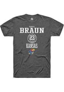 Parker Braun  Kansas Jayhawks Dark Grey Rally NIL Sport Icon Short Sleeve T Shirt