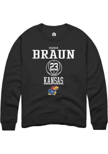 Parker Braun  Rally Kansas Jayhawks Mens Black NIL Sport Icon Long Sleeve Crew Sweatshirt