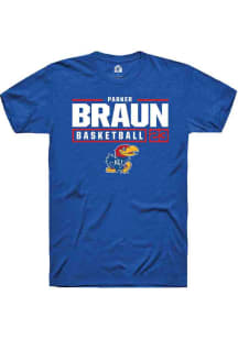 Parker Braun  Kansas Jayhawks Blue Rally NIL Stacked Box Short Sleeve T Shirt
