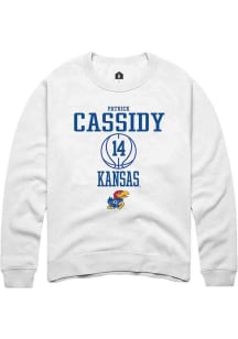 Patrick Cassidy  Rally Kansas Jayhawks Mens White NIL Sport Icon Long Sleeve Crew Sweatshirt