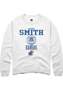 McKenzie Smith  Rally Kansas Jayhawks Mens White NIL Sport Icon Long Sleeve Crew Sweatshirt