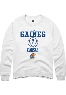 Paris Gaines  Rally Kansas Jayhawks Mens White NIL Sport Icon Long Sleeve Crew Sweatshirt