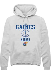 Paris Gaines  Rally Kansas Jayhawks Mens White NIL Sport Icon Long Sleeve Hoodie