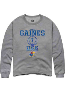 Paris Gaines  Rally Kansas Jayhawks Mens Grey NIL Sport Icon Long Sleeve Crew Sweatshirt