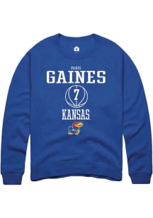 Paris Gaines  Rally Kansas Jayhawks Mens Blue NIL Sport Icon Long Sleeve Crew Sweatshirt