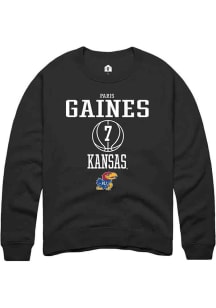 Paris Gaines  Rally Kansas Jayhawks Mens Black NIL Sport Icon Long Sleeve Crew Sweatshirt