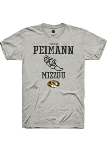 Trevor Peimann  Missouri Tigers Ash Rally NIL Sport Icon Track Short Sleeve T Shirt