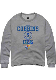 Ryan Cobbins  Rally Kansas Jayhawks Mens Grey NIL Sport Icon Long Sleeve Crew Sweatshirt
