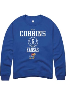 Ryan Cobbins  Rally Kansas Jayhawks Mens Blue NIL Sport Icon Long Sleeve Crew Sweatshirt