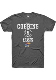 Ryan Cobbins  Kansas Jayhawks Dark Grey Rally NIL Sport Icon Short Sleeve T Shirt