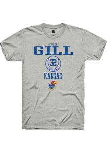 Skyler Gill  Kansas Jayhawks Ash Rally NIL Sport Icon Short Sleeve T Shirt
