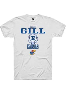 Skyler Gill  Kansas Jayhawks White Rally NIL Sport Icon Short Sleeve T Shirt