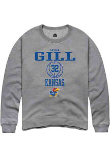 Skyler Gill  Rally Kansas Jayhawks Mens Grey NIL Sport Icon Long Sleeve Crew Sweatshirt