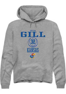 Skyler Gill  Rally Kansas Jayhawks Mens Grey NIL Sport Icon Long Sleeve Hoodie