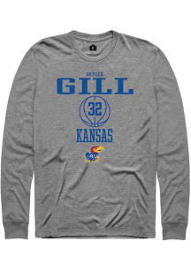 Skyler Gill  Kansas Jayhawks Grey Rally NIL Sport Icon Long Sleeve T Shirt