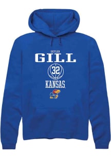 Skyler Gill  Rally Kansas Jayhawks Mens Blue NIL Sport Icon Long Sleeve Hoodie
