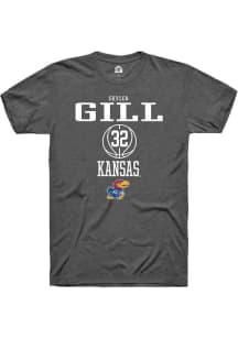 Skyler Gill  Kansas Jayhawks Dark Grey Rally NIL Sport Icon Short Sleeve T Shirt
