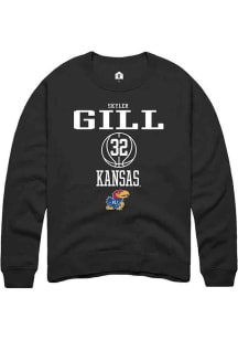 Skyler Gill  Rally Kansas Jayhawks Mens Black NIL Sport Icon Long Sleeve Crew Sweatshirt