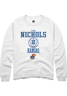 S'Mya Nichols  Rally Kansas Jayhawks Mens White NIL Sport Icon Long Sleeve Crew Sweatshirt