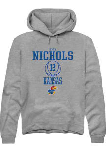 S'Mya Nichols  Rally Kansas Jayhawks Mens Grey NIL Sport Icon Long Sleeve Hoodie