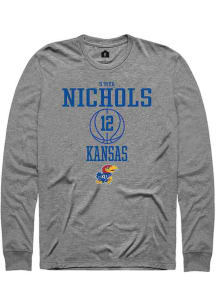 S'Mya Nichols  Kansas Jayhawks Grey Rally NIL Sport Icon Long Sleeve T Shirt